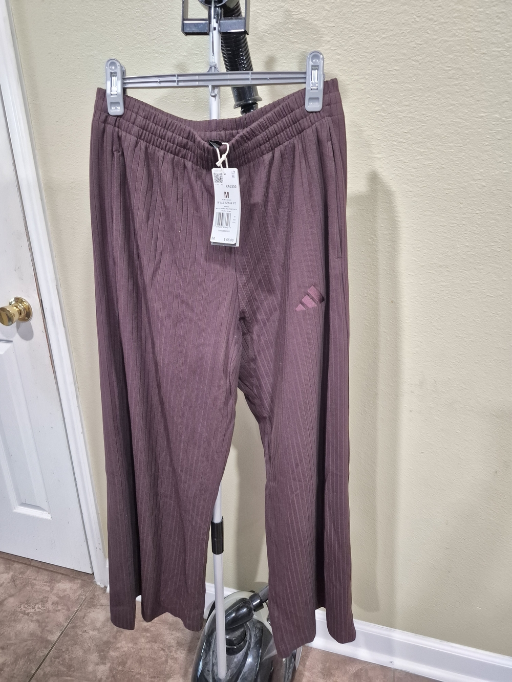 AdidasWomen's  Brown ribbed wide-leg  pants KA5350 Size M